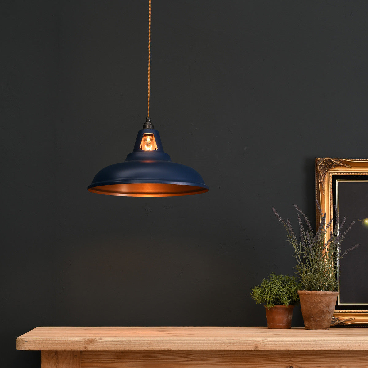 Blue and outlet copper lampshade